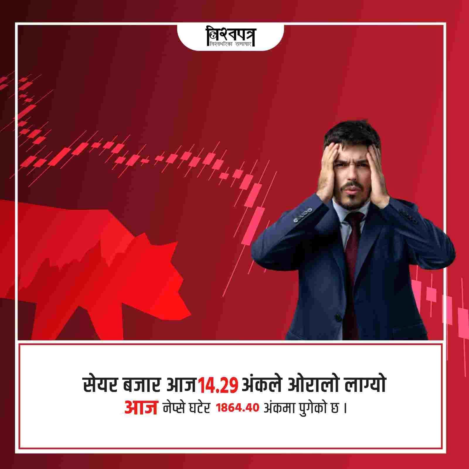 मंगलबार नेप्से १४ अंकले घट्यो