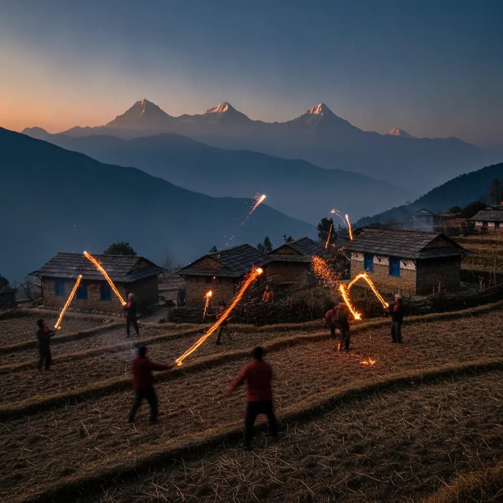 रूकुममा राँको फाल्ने चलन : साउने संक्रान्तिको परम्परागत उत्सव