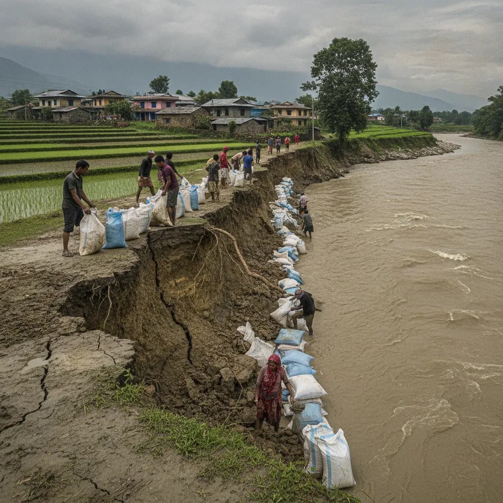 सामान्य वर्षामै पाँच करोडको तटबन्ध भत्कियो, कुतियाकभरवासी पुनः त्रासमा