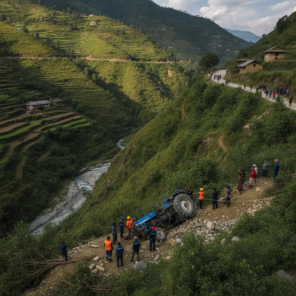 पर्वतमा ट्र्याक्टर दुर्घटना : दुईको मृत्यु, एक घाइते