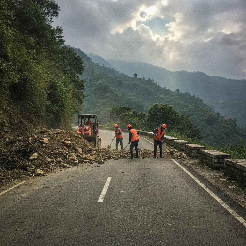 पहिरो पन्छाएपछि नागढुंगा–मुग्लिन र मुग्लिन–नारायणगढ सडक दुईतर्फी खुला