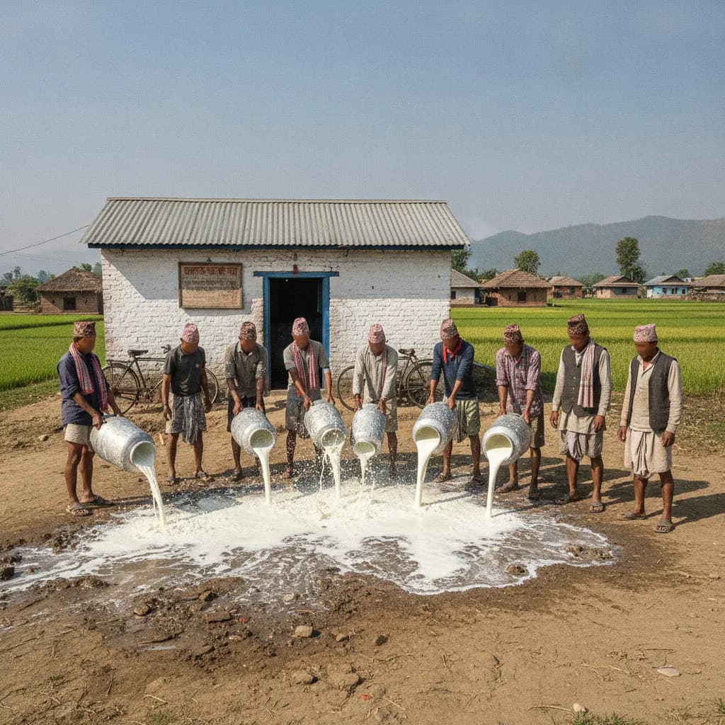 सप्तरीमा डेरीले दूध नकिन्दा किसानले पोखे दूध, आक्रोश प्रकट