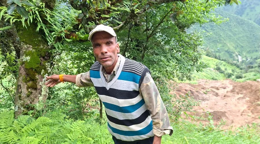 बैतडीको रातापानीमा पहिरोले बगायो खेत, सात परिवार विस्थापित