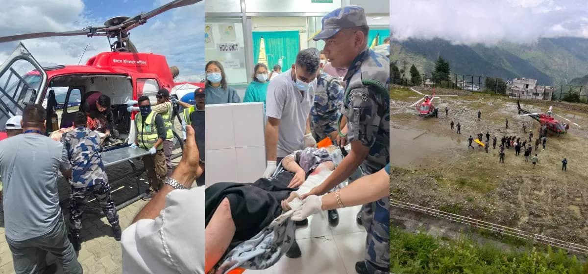 भोटेकोशी बाढी प्रभावित क्षेत्रमा उद्धार र राहतका लागि सेनाका पाँच हेलिकप्टर परिचालन
