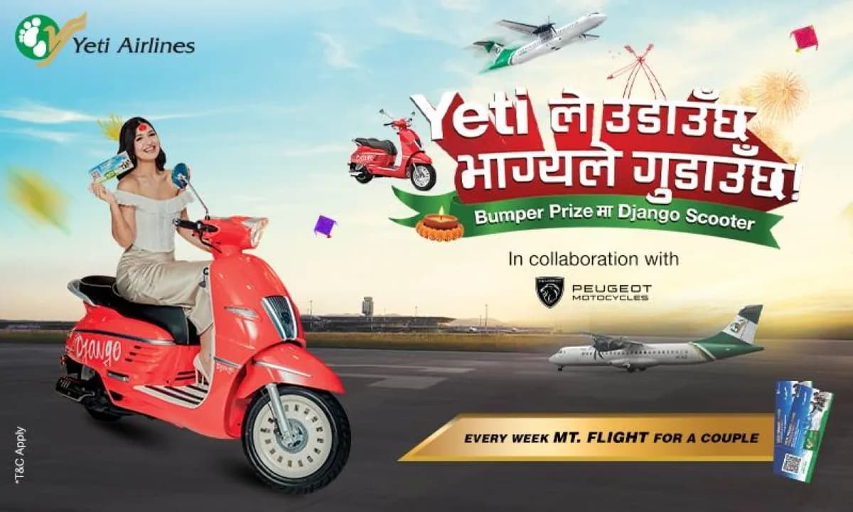 यति एयरलाइन्सको चाडपर्व अभियान, ५ लाख ७१ हजार रुपैयाँको स्कुटर मुख्य पुरस्कार