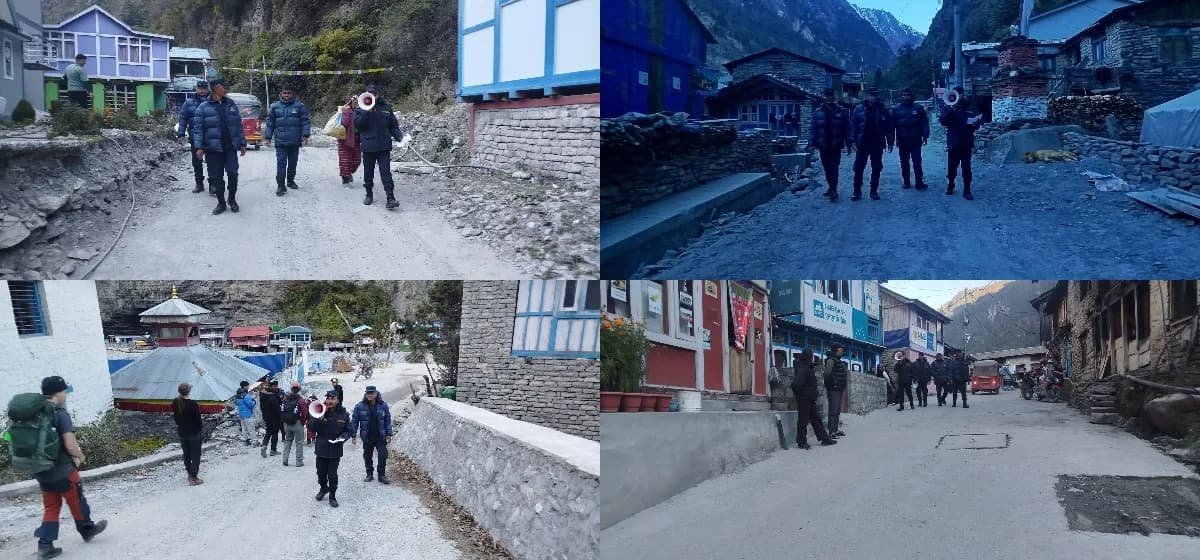 मनाङमा वर्षा र हिमपातको सम्भावना, चामे बजारमा माइकिङ गरी सतर्कता अपनाउन आग्रह